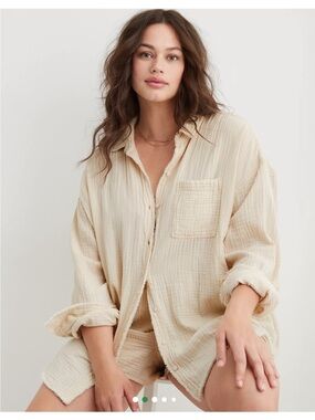 Aerie Cotton shirt, gauze material in cream